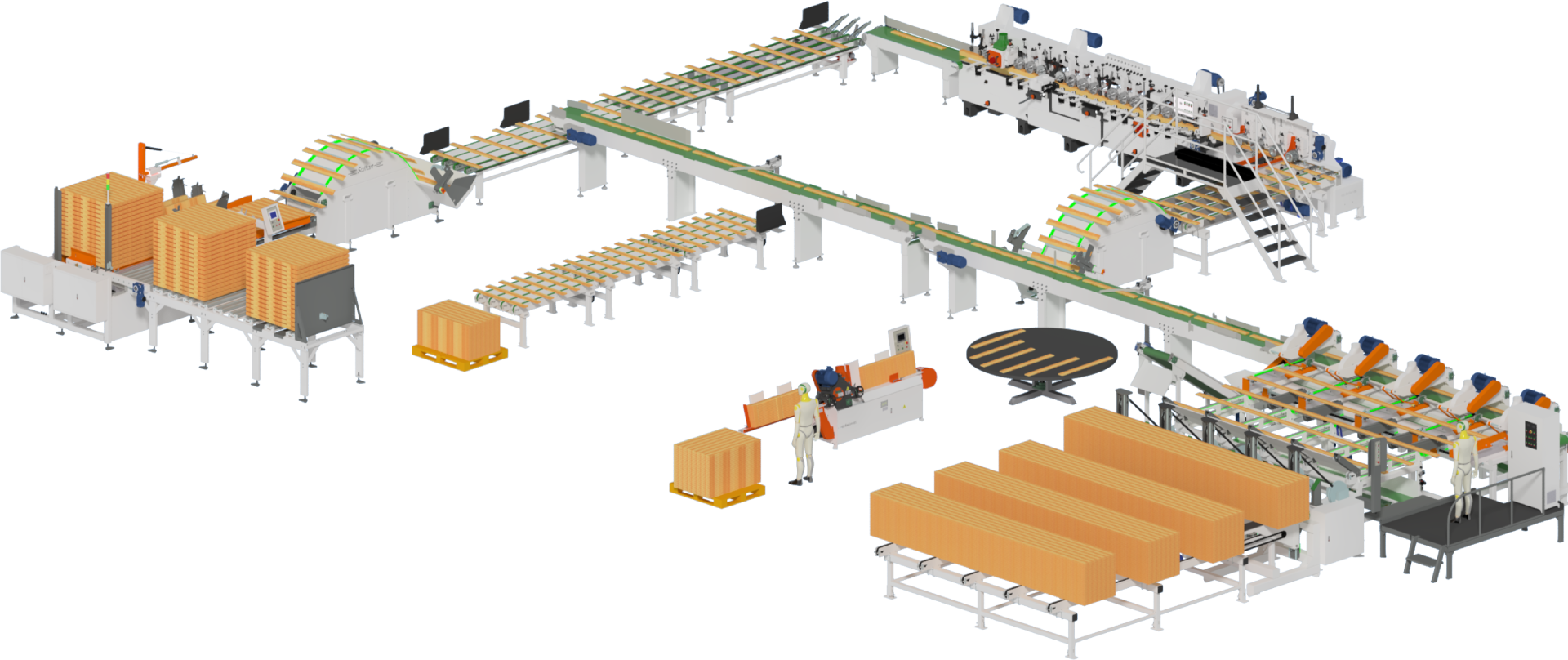 SF8005+ Multi-head saw & Length sorting & Stacker